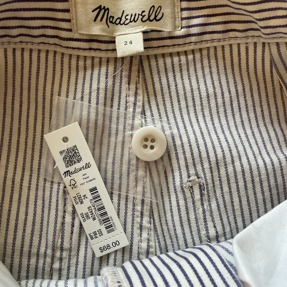 NWT Madewell The Emmett Short: Welt Pocket Edition Smoky Grape Stripe Size 24 - Picture 6 of 11
